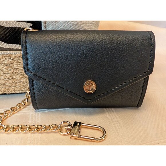 Anne Klein Canvas Tote Bag Patent Leather Handles Rope Trim W/ Accessory Pouches - Picture 5 of 16